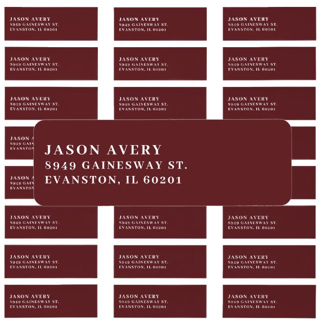 Burgundy Minimalist Name Return Address Label (Creator Uploaded)
