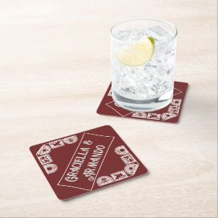 Burgundy Minimalist Paper Wedding Coasters