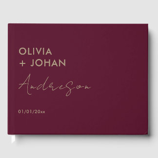 Burgundy Minimalist Wedding Guest Book