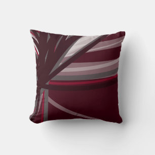 Burgundy Modern Abstract Ribbon Design Cushion