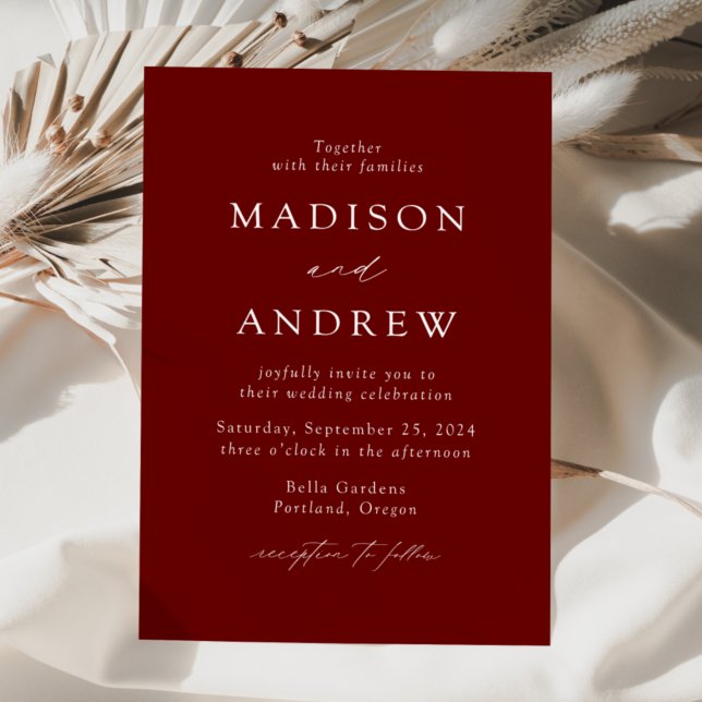 Burgundy Modern Elegance Wedding Invitation (Creator Uploaded)