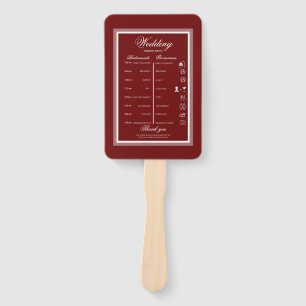 Burgundy modern elegant wedding hand fan