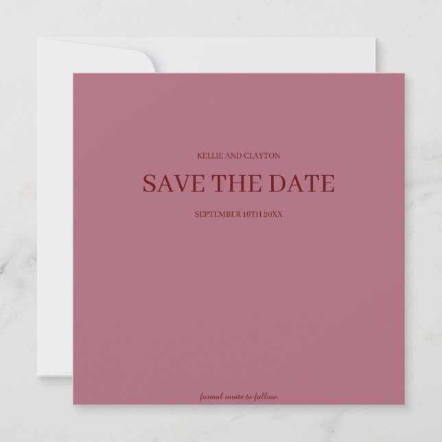 Burgundy Modern Minimalist Wedding Save The Date (Front)