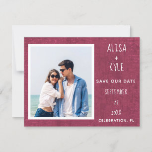 Burgundy Modern Photo Save the Date