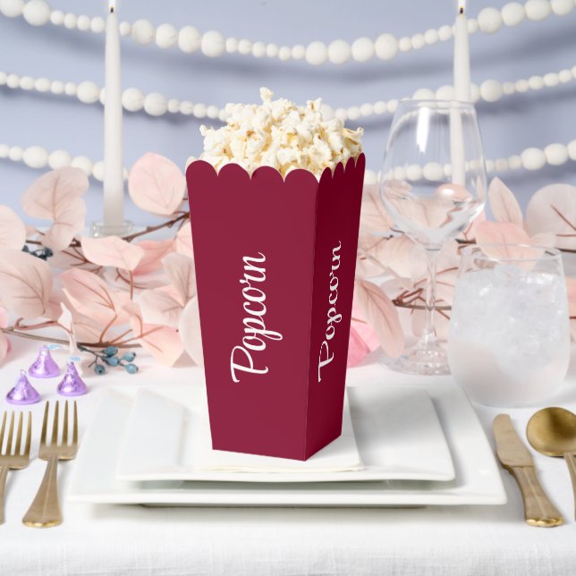 Burgundy Modern Popcorn Favour Box (Wedding)