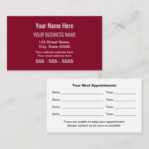 Burgundy Modern Professional Appointment Card