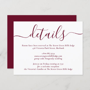 Burgundy Modern Script Wedding Enclosure Card