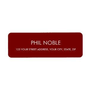 BURGUNDY modern simple professional name monogram Return Address Label