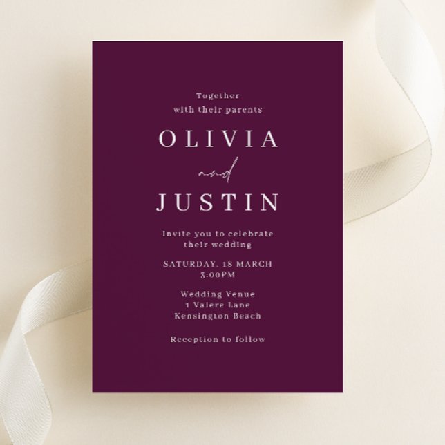 Burgundy Modern Wedding Invitation (Creator Uploaded)