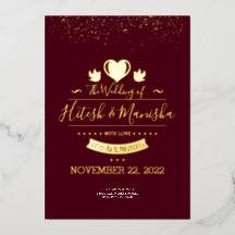 Burgundy Monogram logo with dove wedding gold
