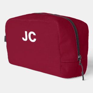 Burgundy Monogram Minimal Modern Travel Dopp Kit