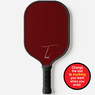 Burgundy Monogrammed Pickleball Paddle