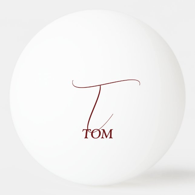 Burgundy Monogrammed Ping Pong Ball (Front)