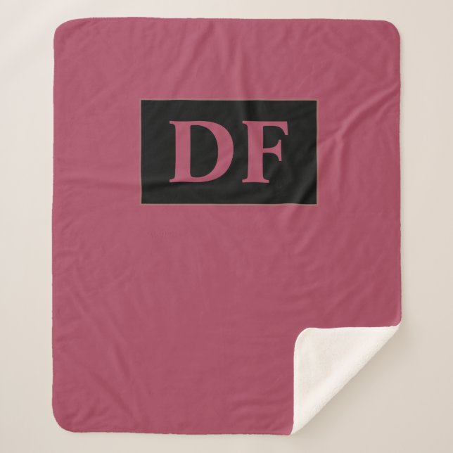 Burgundy Monogrammed Sherpa Blanket (Front)