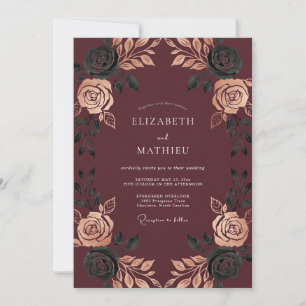Burgundy Moody Gothic Wedding Invitation