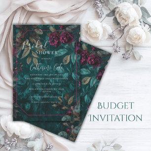 Burgundy Moody Peonies Floral Bridal Shower Invitation