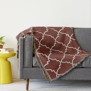 Burgundy Moroccan Lattice Pattern Throw Blanket