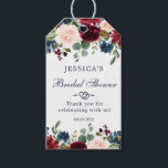 Burgundy Navy Blue Blush Floral BRIDAL SHOWER Gift Tags<br><div class="desc">Attach these rustic chic tags to your bridal shower favours to say thank you to guests in summery style. All text is editable for ultimate customisation.</div>