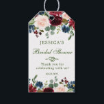 Burgundy Navy Blue Blush Floral BRIDAL SHOWER Gift Tags<br><div class="desc">Attach these rustic chic tags to your bridal shower favours to say thank you to guests in summery style. All text is editable for ultimate customisation.</div>