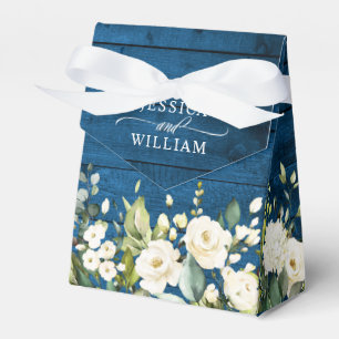 Burgundy Navy Blue Blush Floral Watercolor Wedding Favour Box