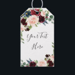 Burgundy Navy Blue Blush Floral Watercolor Wedding Gift Tags<br><div class="desc">Attach these rustic chic tags to your bridal shower favours to say thank you to guests in summery style. All text is editable for ultimate customisation.</div>