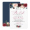 Burgundy Navy Blue Floral Script Bridal Shower