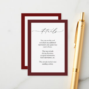 Burgundy Navy Blue Floral Watercolor Details Enclosure Card