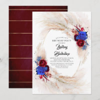 Burgundy Navy Blue Pampas Grass Birthday Party