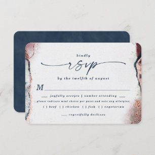 Burgundy & Navy Blue Wedding Meal Choice RSVP Card