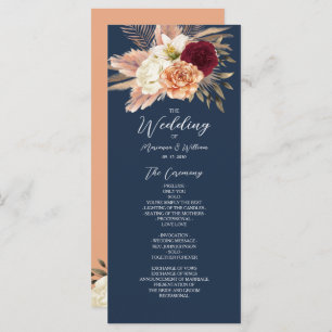 Burgundy Navy Blue Wedding Program