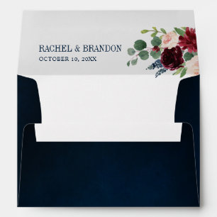 Burgundy Navy Blush Floral Geometric Wedding Envel Envelope