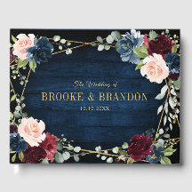 Burgundy Navy Blush Floral Geometric Wedding