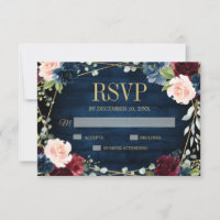 Burgundy Navy Blush Floral Geometric Wedding