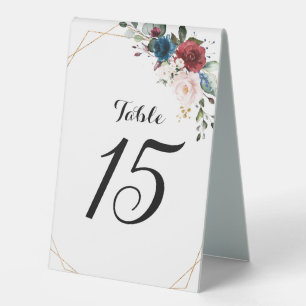 Burgundy Navy Blush Floral Gold Geometric Wedding