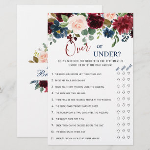 Burgundy Navy Blush Flowers Bridal Shower Games