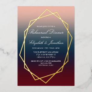 Burgundy Navy Blush Geometric Rehearsal Dinner