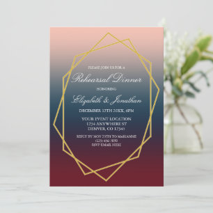 Burgundy Navy Blush Geometric Rehearsal Dinner Invitation