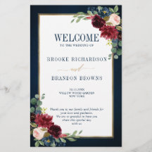 Burgundy Navy Blush Geometric Wedding Program