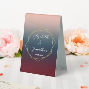 Burgundy Navy Blush Ombre Geometric Wedding