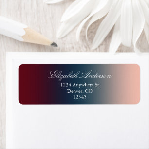 Burgundy Navy Blush Ombre Wedding Return Address Label