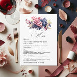 Burgundy, Navy & Blush Wine Tasting Floral Wedding Menu<br><div class="desc">Enhance your wine-themed wedding with this beautifully designed floral piece, featuring rich tones of burgundy, navy, and blush. Perfect for a vineyard or wine-tasting celebration, the elegant floral patterns bring a romantic and bohemian touch to your special day. The combination of colours and details adds sophistication to any wine and...</div>