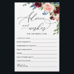Burgundy Navy Eucalyptus Rose Wishes & Advice Card<br><div class="desc">Burgundy Navy Eucalyptus Rose Wishes & Advice Card.
Personalise with the bride to be's name and date of shower. 
For further customisation,  please click the "customise further" link. If you need help,  contact me please.</div>