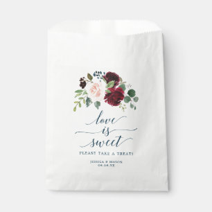 Burgundy Navy Favor Bag Love is Sweet