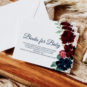 Burgundy & Navy Floral Books for Baby Card