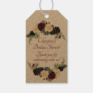 Burgundy, Navy Floral Kraft - Thank You Gift Tags