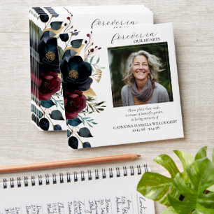 Burgundy Navy Floral Memorial Seed Packet Envelope