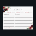 burgundy navy floral recipe card<br><div class="desc">An elegant burgundy and navy watercolor flowers design. The features of this design can be personalised.</div>