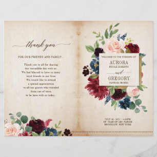 Burgundy Navy Floral Rustic Boho Country Program