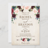 Burgundy Navy Floral Rustic Boho Country Wedding
