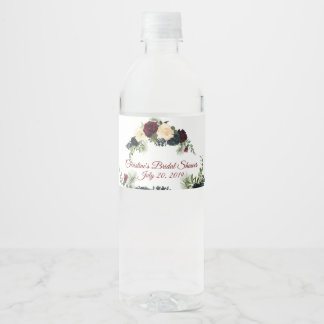 Burgundy, Navy Floral Water Bottle Labels